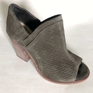 Vince Camuto Gray & Brown Leather Peep Toe Booties-Size 6